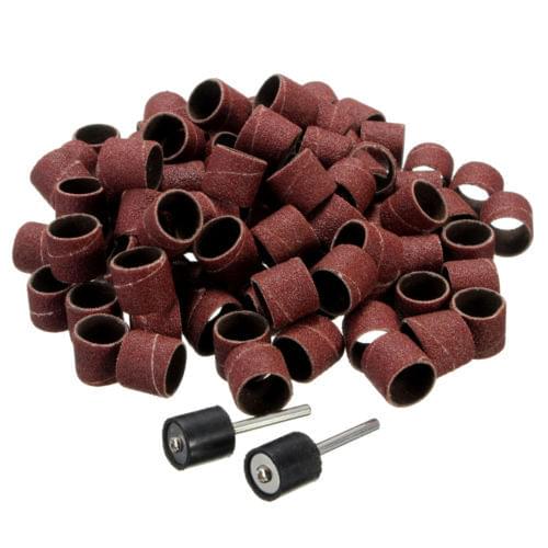 Sale 100pc 1/2" Sanding Bands Kit with 2 Sanding Drum Mandrel For DREMEL Rotary Tools