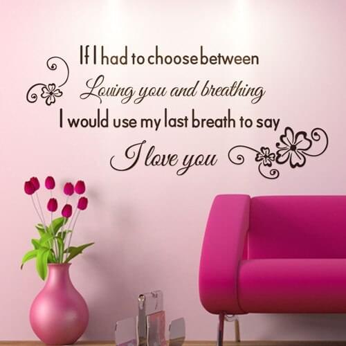 Characters "Use Last Breath To Say I Love You" PVC Removable Wall Sticker Decor for bedroom living rooms