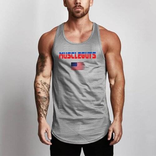 Mesh Fashion Mens Tank Top Fitness Brand Workout Casual Stringer Singlets Sleeveless Gym Tanktops Bodybuilding Vest Undershirt
