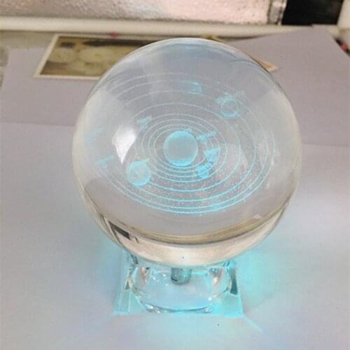 Sphere Laser Engraved Solar System Ball 3D Miniature Planets Model Glass Globe Ornament for Home Decor Gift