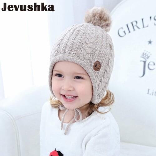 Newborn Baby Pompom Hat Wool Cotton Velvet Warm Winter Beanie For Baby Girls Toddler Hat Baby Photography Props HT19010