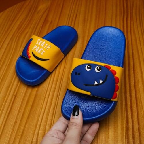 Cute Cartoon Dinosaur Children Slippers Summer No-Slip Boy Girl Childrens Shoes Home Indoor Slippers Slip-On Childrens Flats