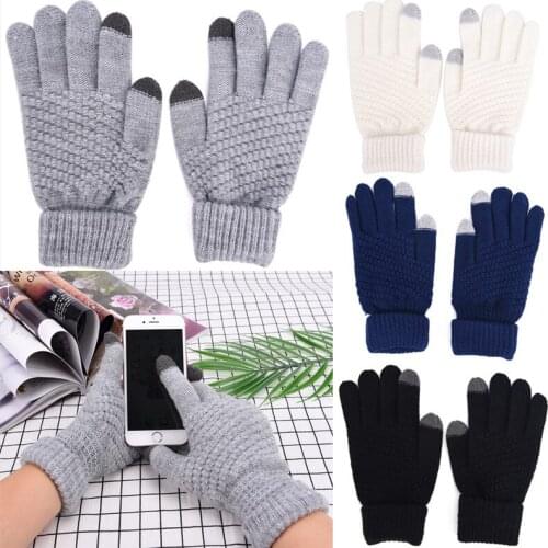 High Quality Men Knitted Gloves Winter Touch Screen Male Thicken Warm Wool Cashmere Solid Gloves Men Mitten Business Autumn