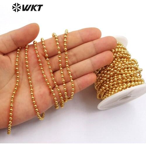 WT-RBC034 WKT Wholesale fashion jewelry high quality brass beads chains with gold color metal electroplated sold by meter