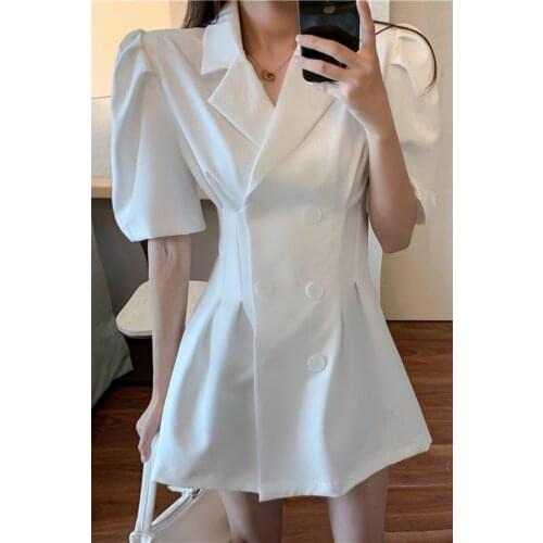 2021 New Summer Autumn Breasted Suit Fashion Temperament Women Work Wear Suit White Coat Black Jacke Slim