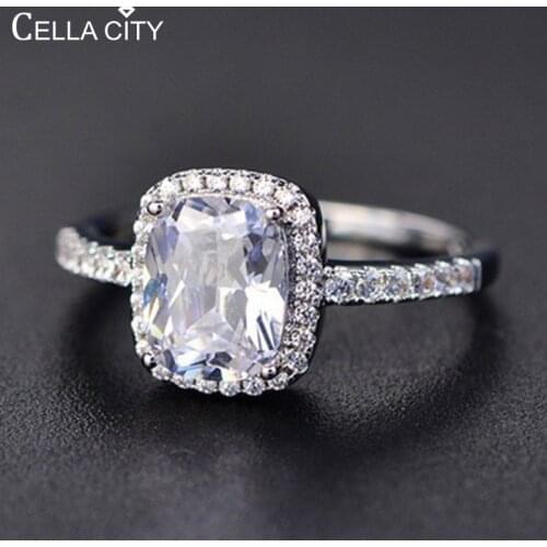 Cellacity Geometry Silver 925 Jewelry Gemstones Ring for Women Sapphire Emerald Amethyst Crystal Female Dating Gift Wholesale