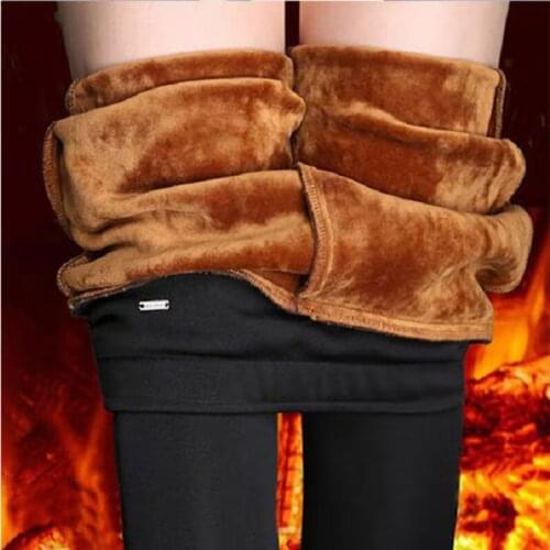 Winter Warm Womens Plus Velvet Leggings Keep Warm Solid Pants High Waist Large Size Women SIZEM-6XL