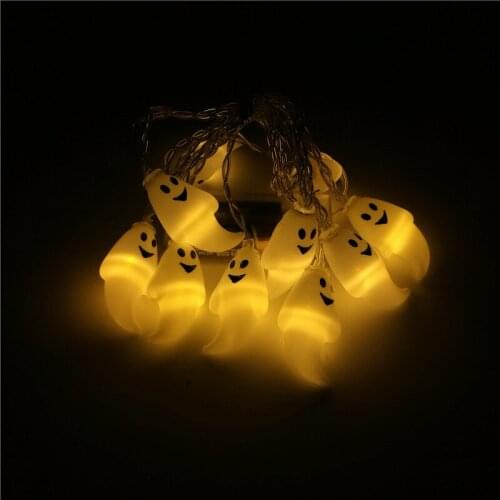 10pcs Happy Halloween Ghost Skull LED Light String Skull Light String Lamp Banner For Home Halloween Decorations Party Supplies