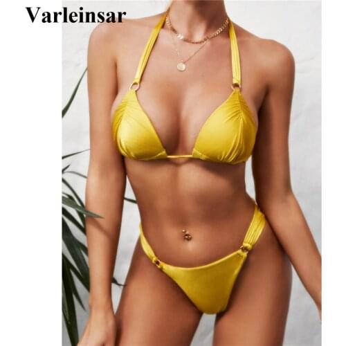 2020 Halter Push Up Bikini Female Swimsuit Women Swimwear Two-pieces Bikini set Brazilian Bather Bathing Suit Swim Lady V2208
