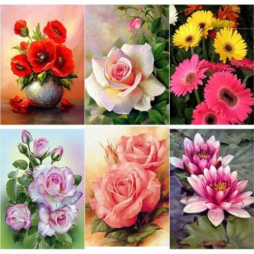 New 5D DIY Flowers Diamond Painting Potted Plants Diamond Embroidery Cross Stitch Full Square Round Drill Home Decor Manual Gift