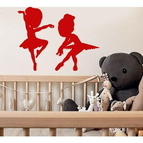 Ballerina Little Girls Wall Decal Dancer Silhouette Door Window Vinyl Stickers Ballet Studio School Girl Room House Decor E593