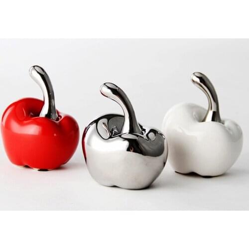 White red Ceramic small apple figurine fruit porcelain miniature crafts home decoration accessories Creative Gift