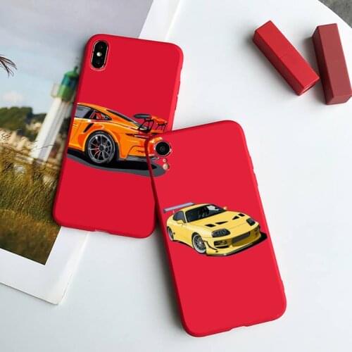Sports Cars Male Men Phone Case Red Candy Color for iPhone 6 7 8 11 12 s mini pro X XS XR MAX Plus