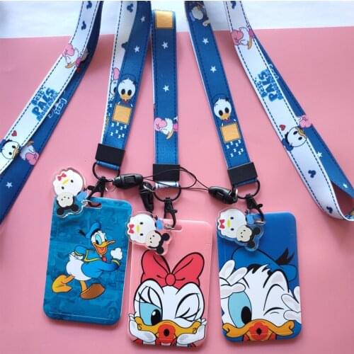 Disney Cartoon Donald Duck Daisy Student Campus Card Hanging Neck bag Card Holder Lanyard ID Card Meal Card Ornament Bag