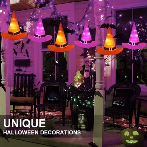 Lighted Witch Hat Battery Powered Hanging Halloween Decoration for Garden Indoor Outdoor Event Party Party Hats Festive Hats