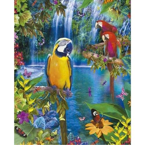 Full Square/Round 5D DIY Diamond embroidery parrot in the forest Diamond Painting Cross Stitch Rhinestone Mosaic decor gift H110