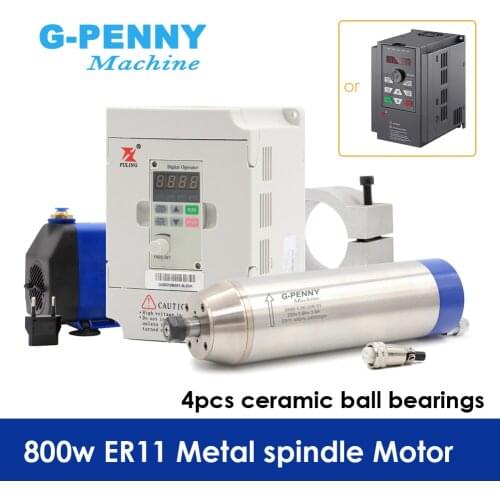 0.8kw ER11 Metal Working Spindle Motor Bullet Type Water Cooled&1.5KW FULING Inverter &75W Water pump&65mm Aluminium Bracket