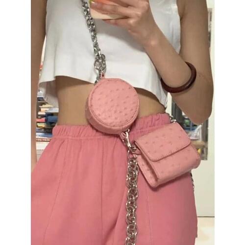 Fashion Women Chain Shoulder Bag Bike Wallet Mini Bags Coin Purse Pink Personality Ladies Street Hip Hop Pack Leather Crossbody