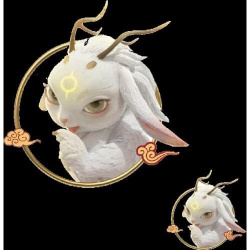 Fashion Cartoon Chinese Reindeer Animal Patches for Clothes Washable Heat Transfer Printing Iron Stickers DIY Appliques Patch