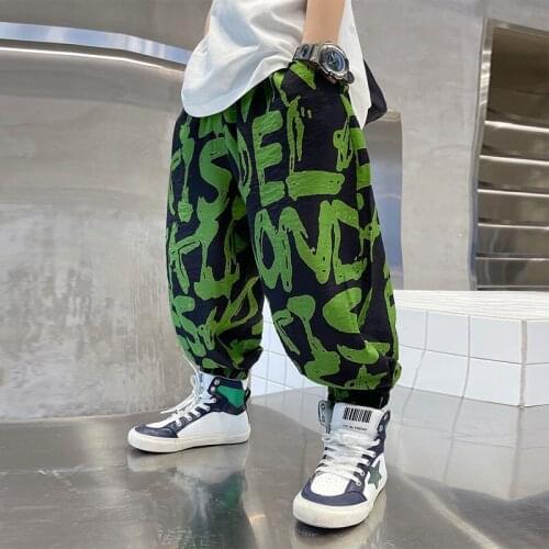 Childrens anti mosquito pants 2021 new foreign style summer clothes boys' Korean loose ultra thin breathable summer pants for m