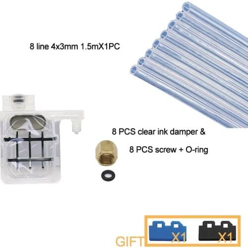 NEW ink tube hose pipe 8 line with square damper screw nuts oring for For Epson XP600 TX800 ink damper filter