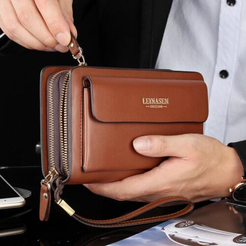 NEW Business wallet Casual Clutch coins pocket pueses luxury portfolio Double zipper purse High capacity Multifunction wallets