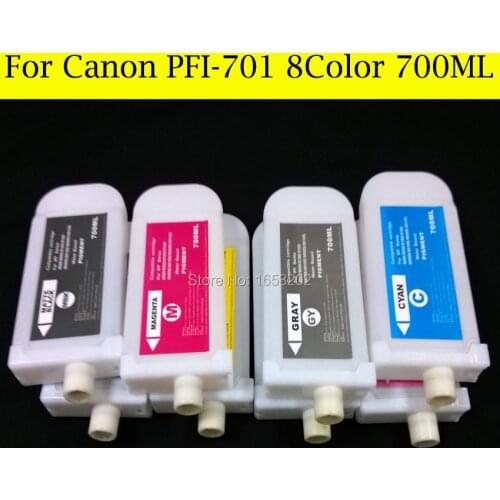 Wholesale 8 Color For Canon PFI-701 Refill Ink Cartridge For Canon iPF8000s iPF8010s iPF9010s iPF9000S Printer Without Chip
