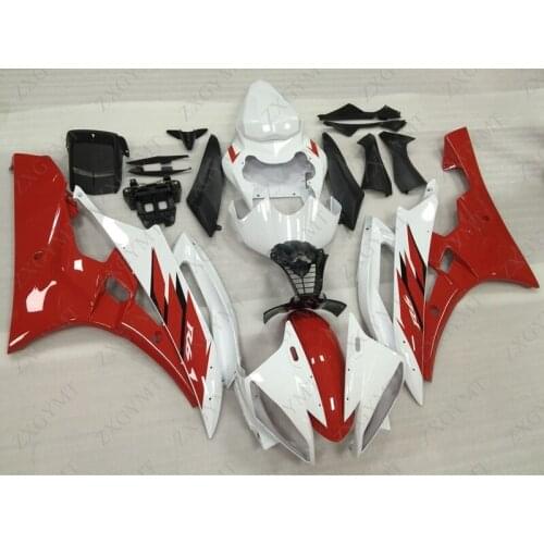 Full Body Kits for YAMAHA YZFR6 2006 - 2007 White Red Fairing YZFR6 07 Abs Fairing YZF R6 06