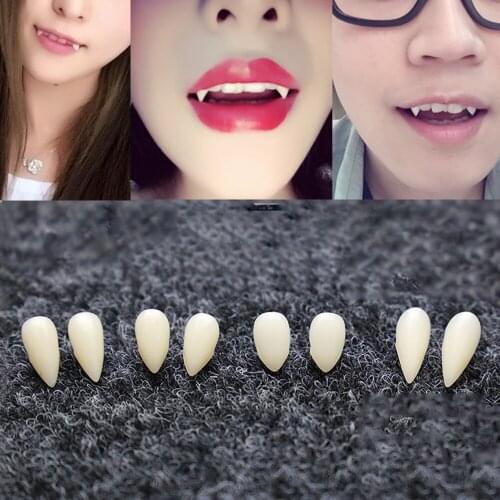 "10pcHalloween Costume Props Dentures Props Vampire Teeth Fangs DIY Environmentally Friendly Resin Party 1 Pair 4 Size Material"
