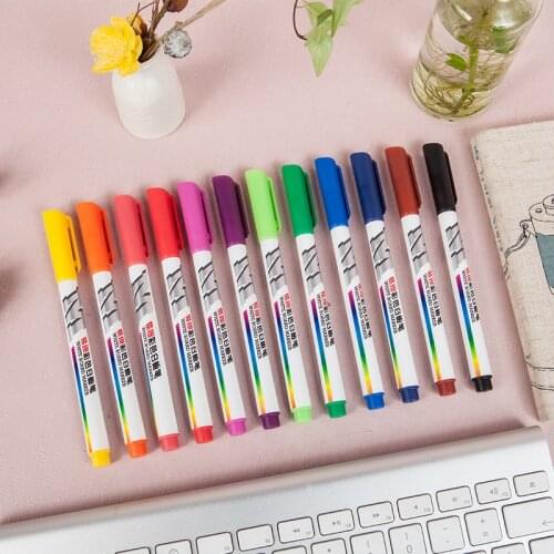 Whiteboard Pen Marker Pen School Office Erasable Meeting Pen WritingTools12 Colors Student Childrens Drawing Pen Colored Pens