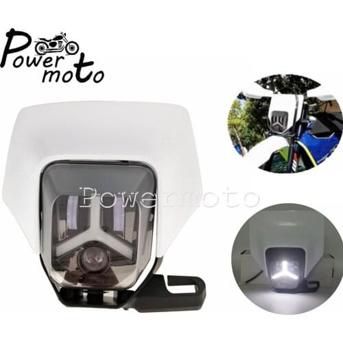 LED Dual Sport Daylight Running Light Visor Headlight Mask Kit HI/LO Beam For FE TE 250 350 450 501 250i 300i 14-20