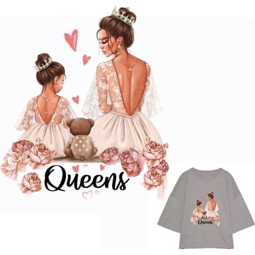Queens Iron-on Transfers Patches for Clothing Textile Vinyl Thermo Stickers Applique Diy Thermotransfer Stripes on Clothes Set