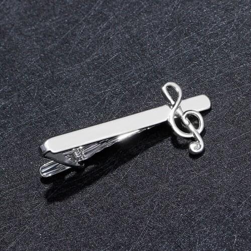 Treble clef Piano score tie clip music note copper Tie Clips cufflinks set Business Tie Clip silver Necktie party Clips gift man