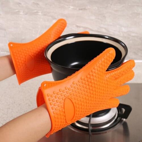 Thicken Silicone Gloves Heart-shaped Non-slip Microwave Oven Gloves Baking Hot Insulation Heat-resistant Gloves AKUHOME