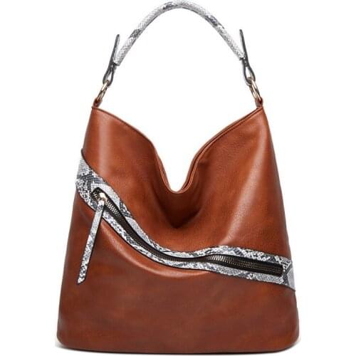 Women Fashion PU Leather Handbags Large Capacity Shoulder Bag Casual Designer Snakeskin Messenger Hand Bag Female 2021