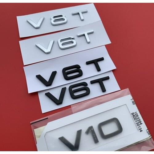 100pcs New Arrival ABS V6T V8T V10 Car Sticker Auto Emblem Badge Side Fender Decoration For A4L A5 A6L A7 A8L TT RS7 SQ5
