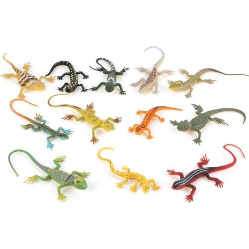12Pcs Simulation Amphibian Animals Model Toy Sets Lizard Chameleon Plastic Action Figures Educational Toy For Children Toy Gift