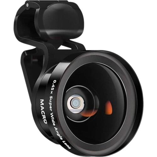 2-in-1 Fish Eye Lens Clip Wide Angle 0.45X Macro Lens Magnification 12.5X for Smartphones