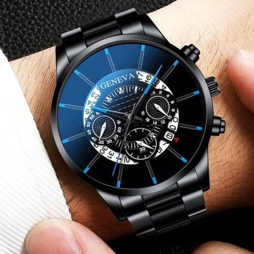 2020 Fashion Men Watch Black Stainless Steel Luxury Calendar Business Watch Men Clock Sport Mens Watches Relogio Masculino