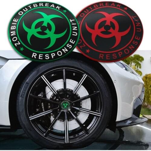 4pcs 56mm Car badge Emblem Zombie Outbreak Response Team Biohazard Wheel Center Hub Cap Sticker Emblem Sticker Decal Car styling