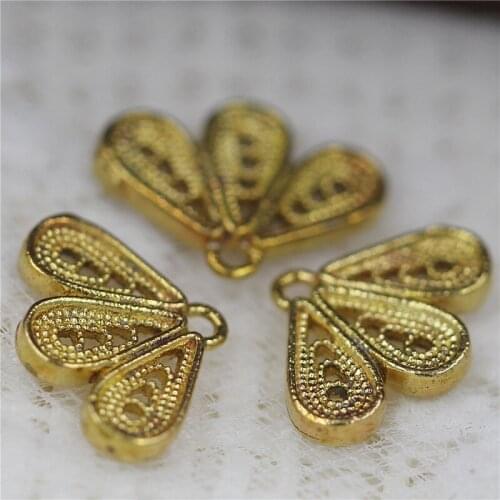 50pcs High Quality Brass Metal Casted 3-Leaf Charms Flower Pendant & Earrings Supplies Silver Gold Color DIY Jewelry Accessories