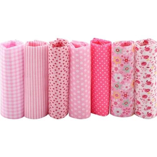 7pcs/set 25cmx25cm Square Cotton Fabric Printed Cloth Sewing Quilting Fabrics for Patchwork Needlework DIY Handmade Material