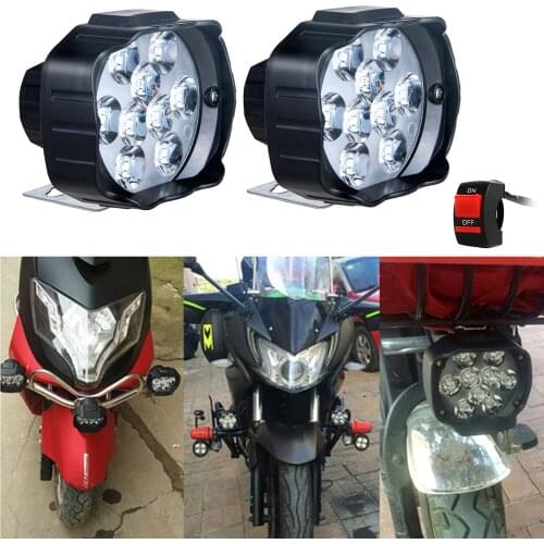 9 LED Motorcycle Light Headlight Assembly 15W +Switch Universal Scooter Fog Spotlight White Car DRL Lamp