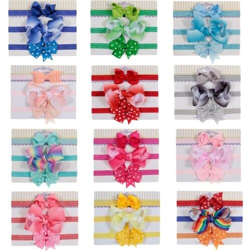 Yundfly 3pcs/lot Ribbon Hair Bows Elastic Headbands Kids Photography Props Baby Girls Cute Hair Bands Christmas Gifts