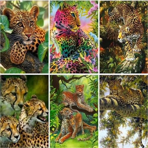 Evershine 5D DIY Diamond Embroidery Leopard Rhinestone Picture Diamond Painting Animals Cross Stitch Mosaic Wall Decoration