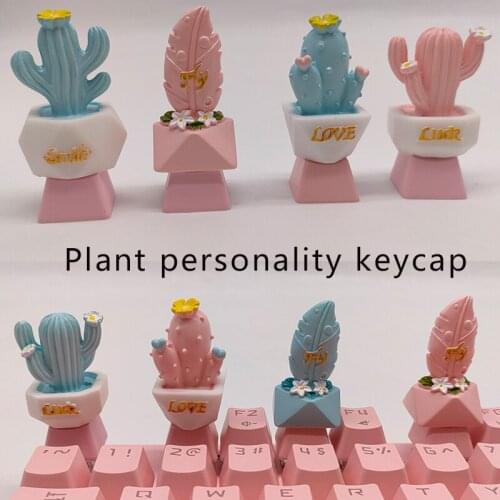 Gaming Mechanical Keyboard Keycaps Personality Design Cherry Mx Axis Custom Keycap Cute Potted Plants Model Kawaii Diy Key Cap