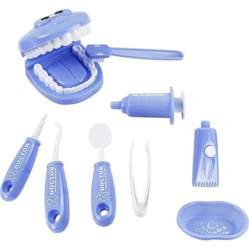 9Pcs Kids Pretend Play Toy Dentist Check Teeth Model Set Medical Kit Educational Role Play Simulation Learing Toys For Children