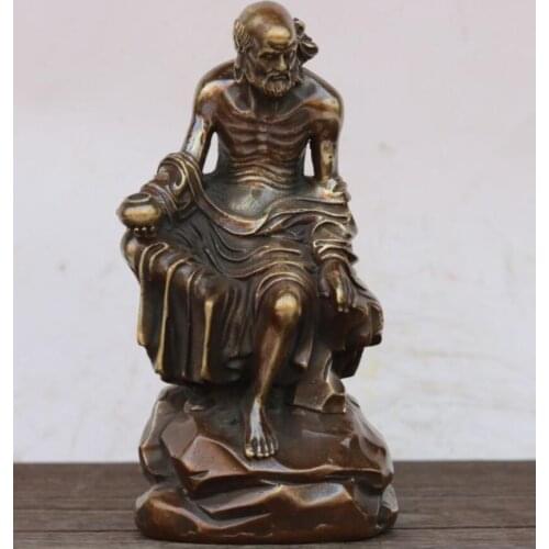 China brass Shaolin Temple DARUMA Patriarch crafts statue