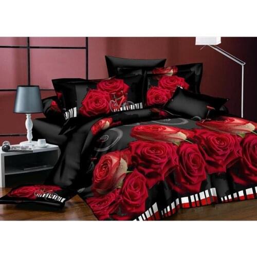 18 Printed Bedding Set 4 pcs Queen Size Duvet Cover Flat Sheet with 2 Pillowcases Drop Shi