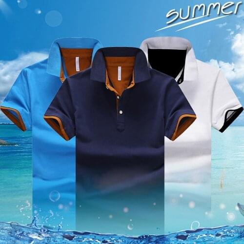 Summer Polo Shirt Men Patchwork Color Korean Fashion Short Sleeve Polo T Shirt for Men Big Size M-4XL Cotton Breathable Polo Men